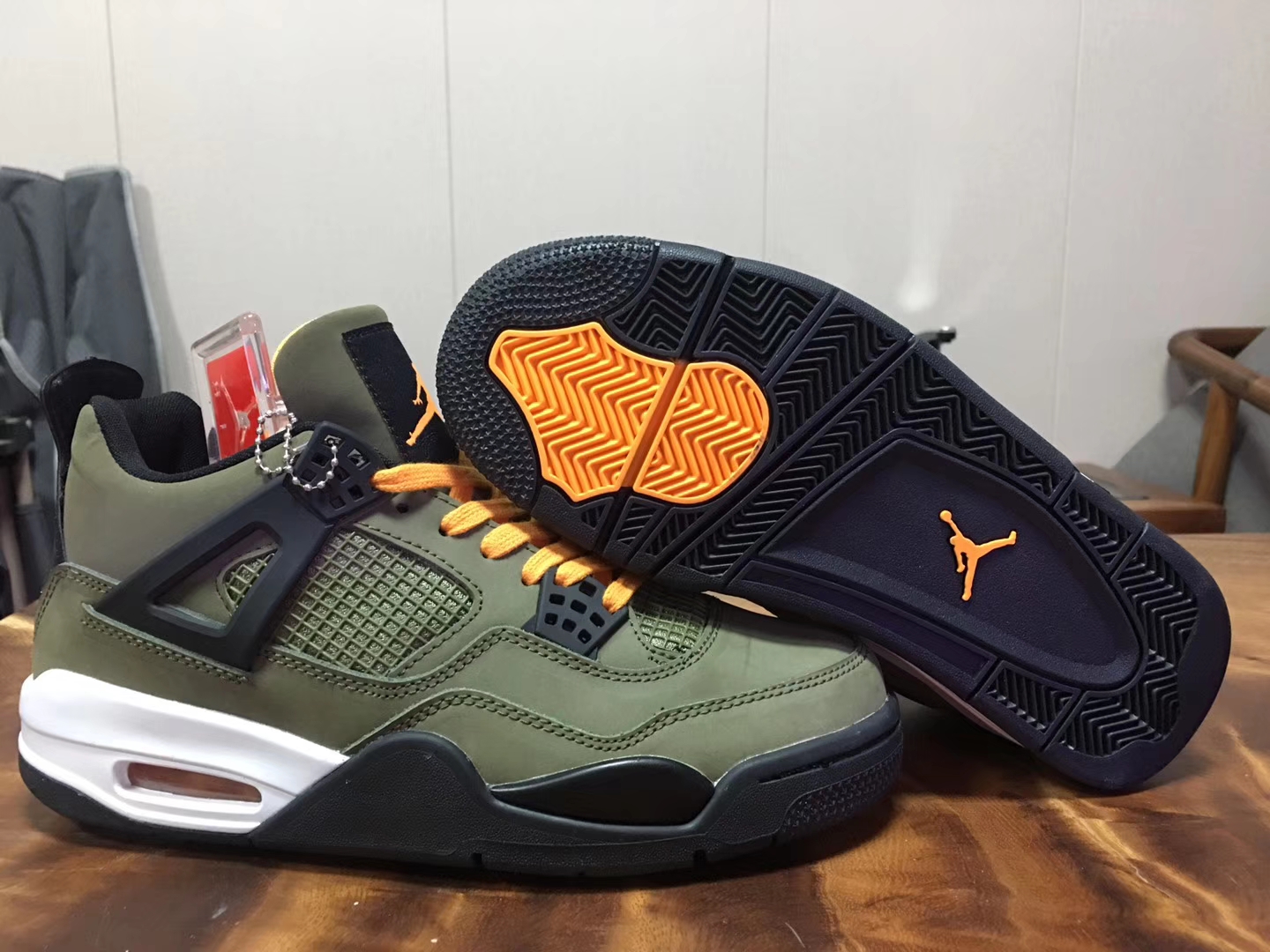 2020 Air Jordan 4 Retro Olive Green Black Yellow Shoes - Click Image to Close